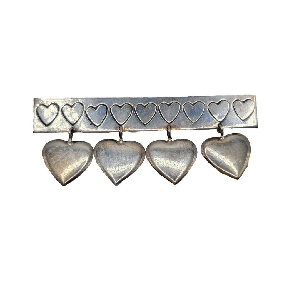 Vintage Great Falls Metal Works Handmade Sterling Silver Heart Charm Pin GFMW